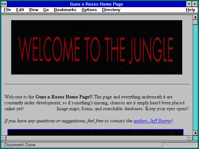 Screenshot of Guns n Roses Home Page