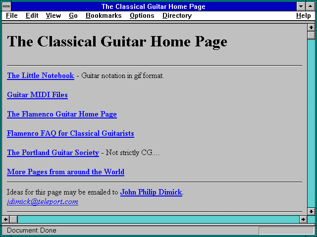 Screenshot of The Classical Guitar Home Page