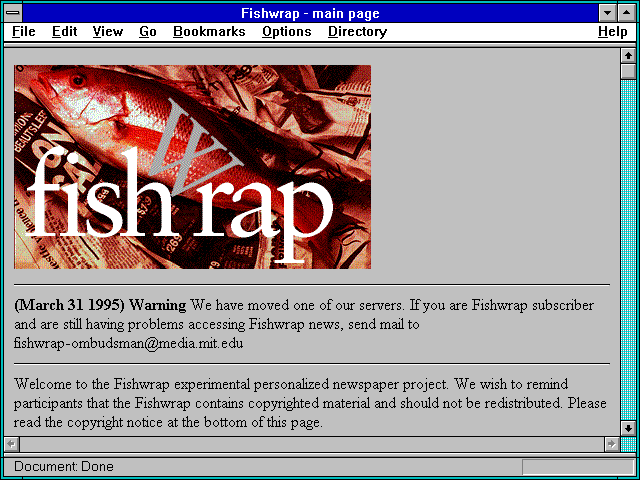 Screenshot of Fishwrap - main page