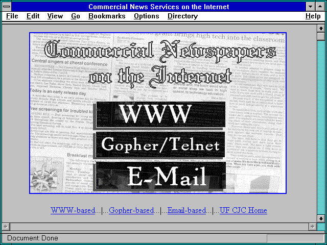 Screenshot of Commercial News Services on the Internet