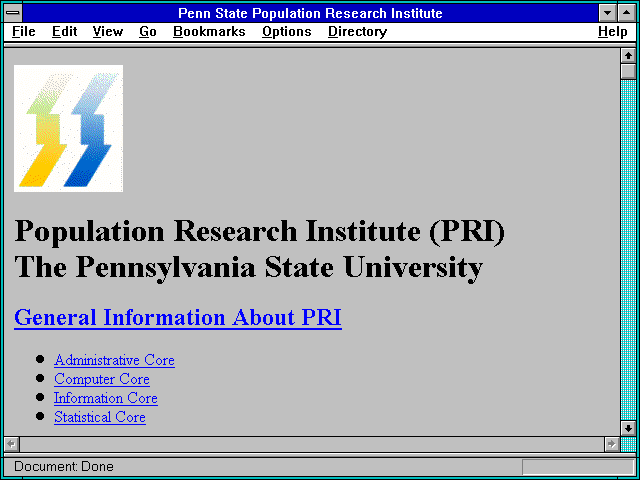 Screenshot of Penn State Population Research Institute