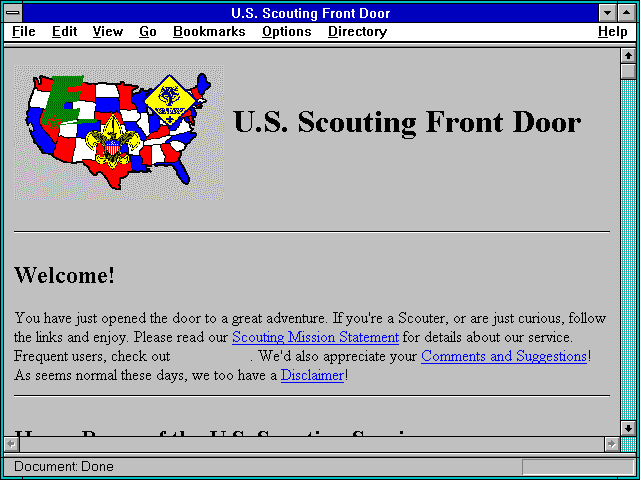 Screenshot of U.S. Scouting Front Door