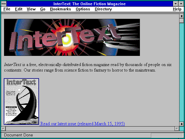 Screenshot of InterText: The Online Fiction Magazine