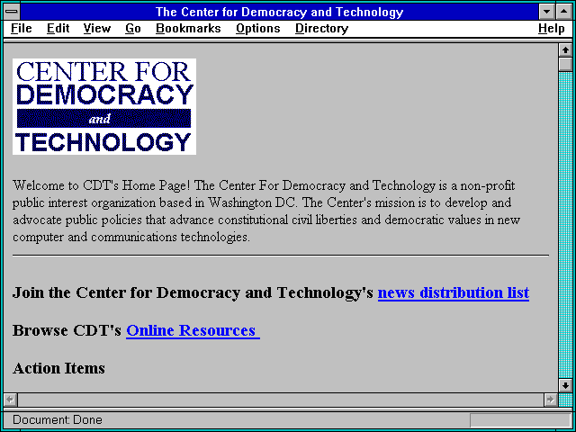 Screenshot of The Center for Democracy and Technology