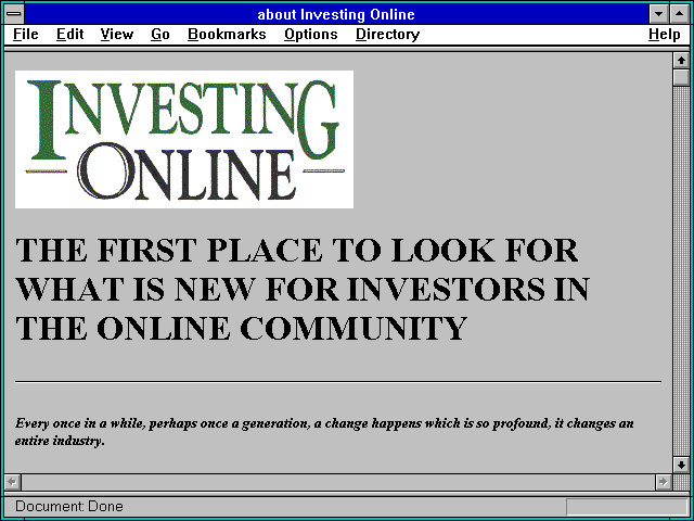 Screenshot of about Investing Online