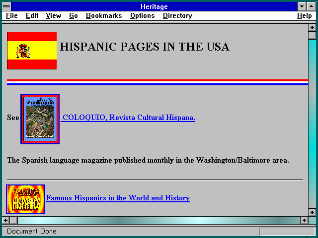 Screenshot of Hispanic Heritage in the US