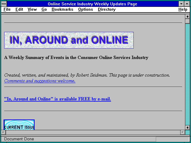 Screenshot of Online Service Industry Weekly Updates Page