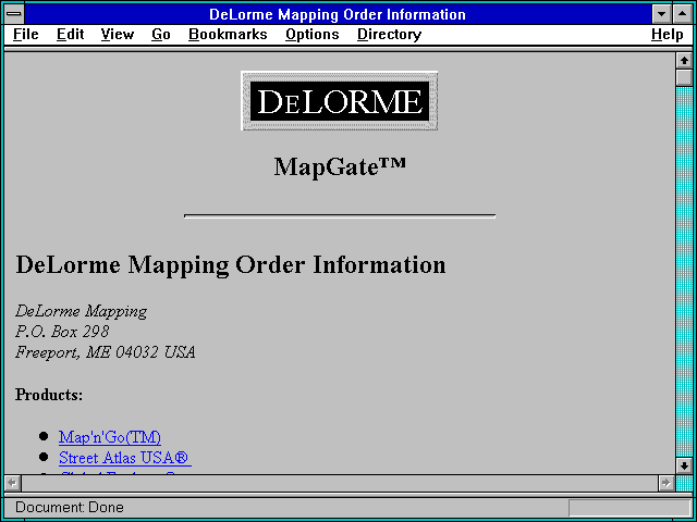 Screenshot of DeLorme Mapping