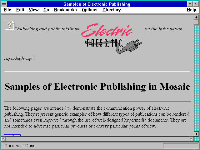 Screenshot of Samples of Electronic Publishing