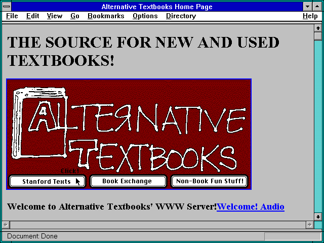 Screenshot of Alternative Textbooks Home Page