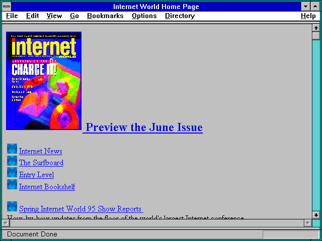 Screenshot of Internet World from MecklerWeb
