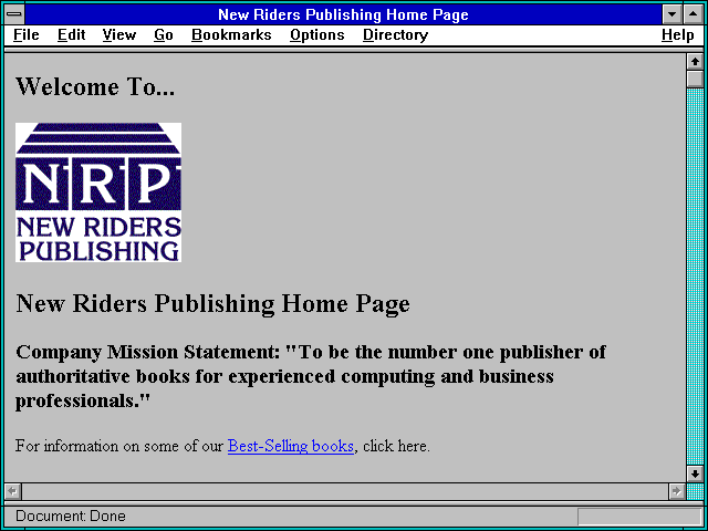 Screenshot of New Riders Publishing Home Page