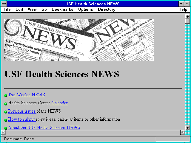 Screenshot of USF Health Sciences NEWS