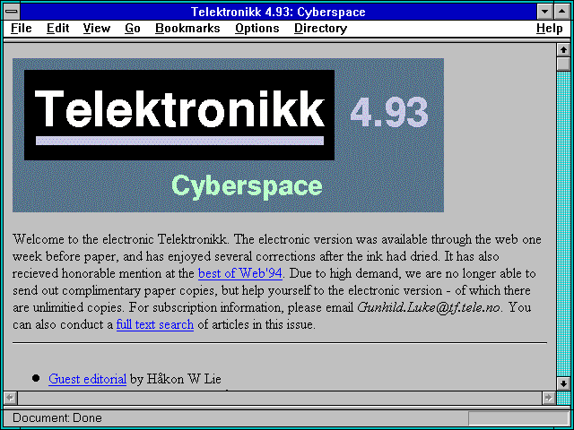 Screenshot of Telektronikk 4.93: Cyberspace