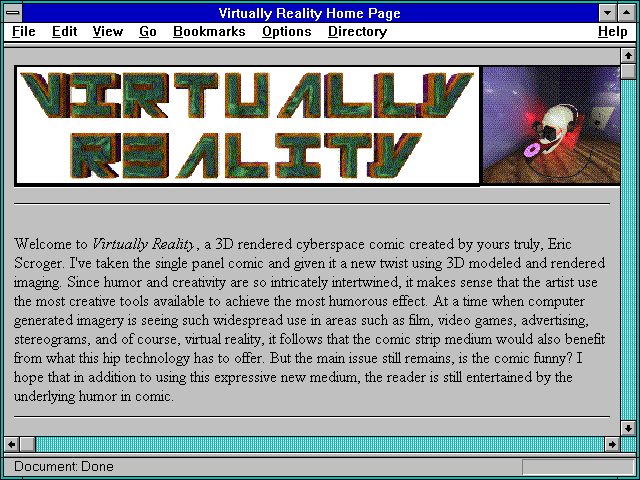 Screenshot of Virtually Reality Home Page