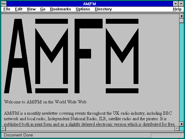 Screenshot of AM/FM -- A UK Radio Industry Newsletter