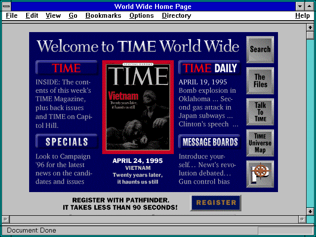 Screenshot of Time Warner Time and Vibe Magazines