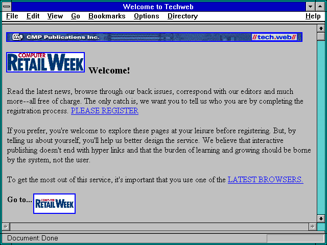 Screenshot of Welcome to Techweb