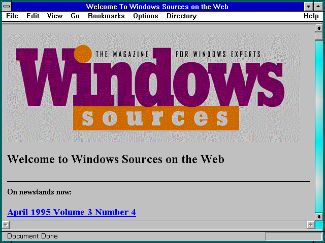 Screenshot of Welcome To Windows Sources on the Web