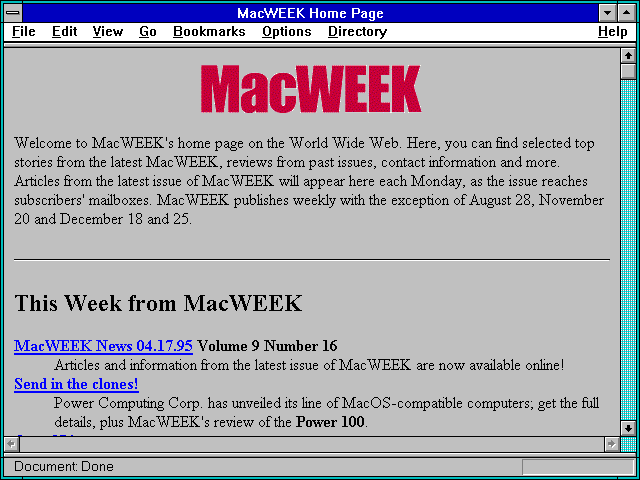 Screenshot of MacWEEK Home Page