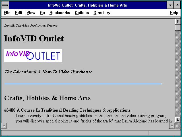 Screenshot of InfoVid Outlet: Crafts Hobbies & Home Arts