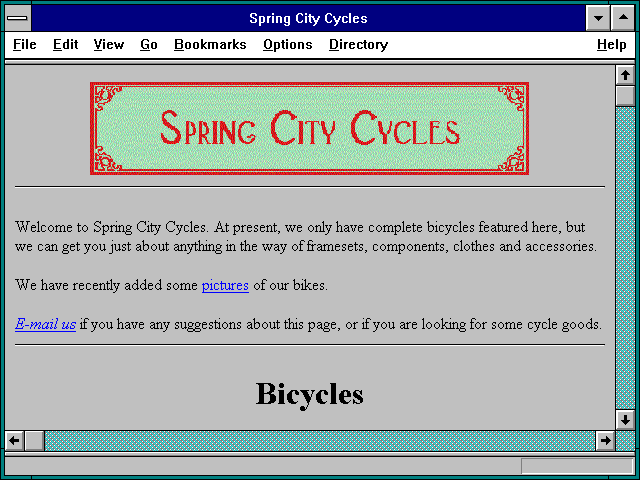 Screenshot of Spring City Cycles