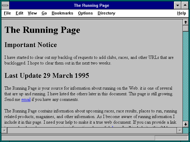 Screenshot of The Running Page