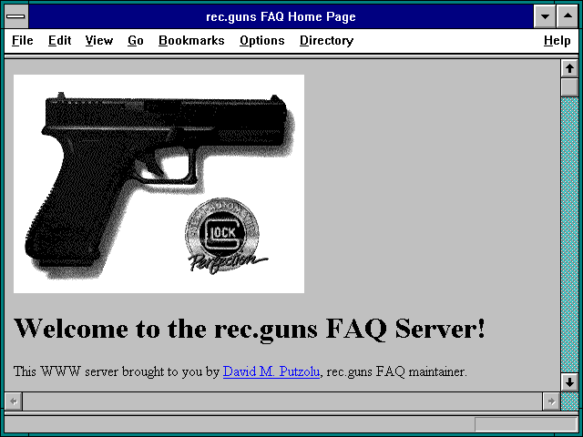 Screenshot of rec.guns FAQ Home Page