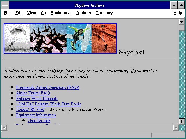 Screenshot of Skydive Archive