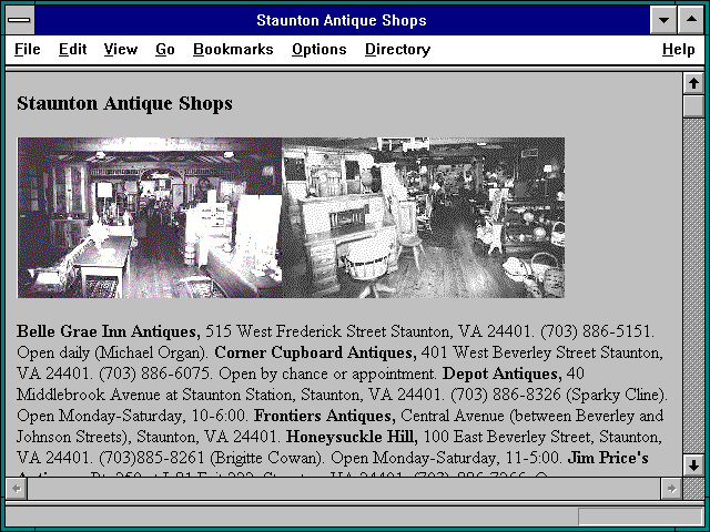Screenshot of Staunton Antique Shops