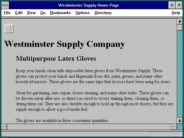 Screenshot of Westminster Supply Home Page