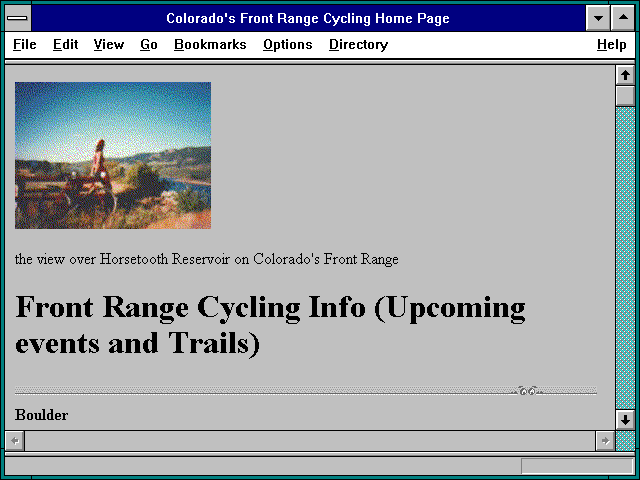 Screenshot of Colorado's Front Range Cycling Home Page