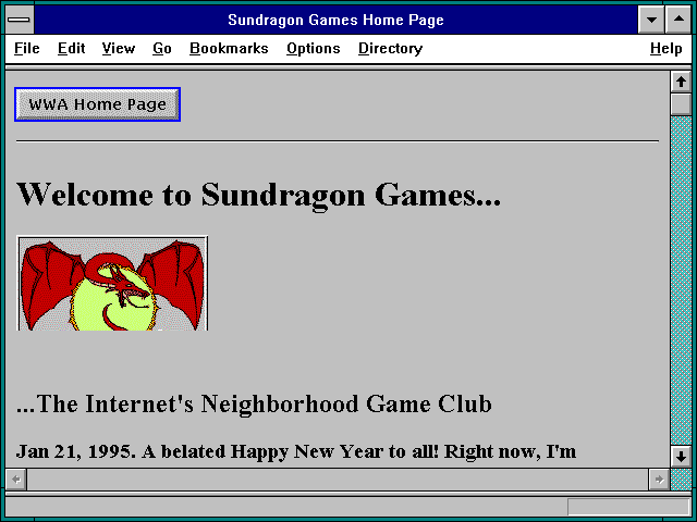 Screenshot of Sundragon Games Home Page