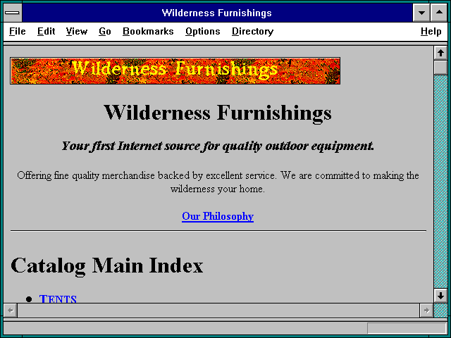 Screenshot of Wilderness Furnishings Outdoor Catalog