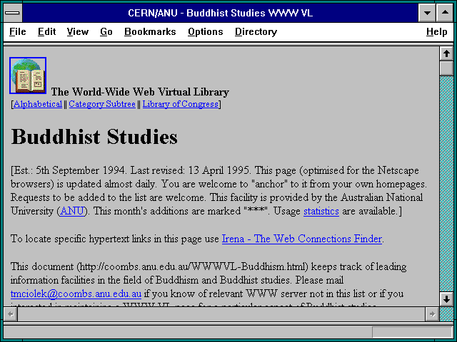 Screenshot of Buddhist Studies: WWW Virtual Library