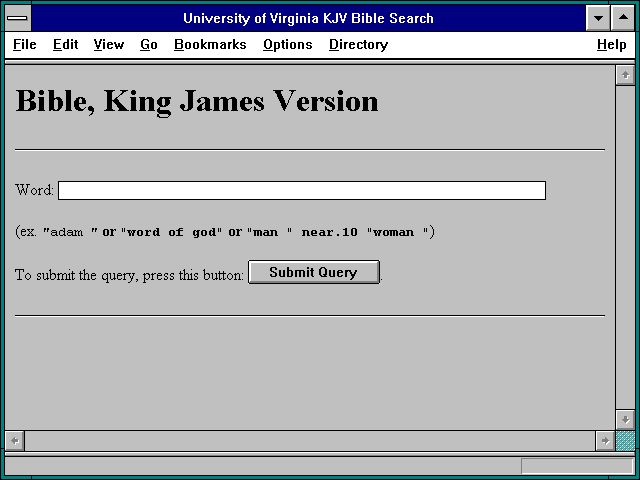 Screenshot of University of Virginia KJV Bible Search