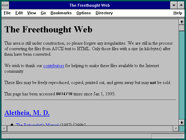 Screenshot of The Freethought Web