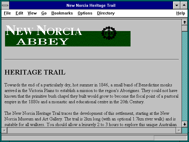 Screenshot of New Norcia Heritage Trail