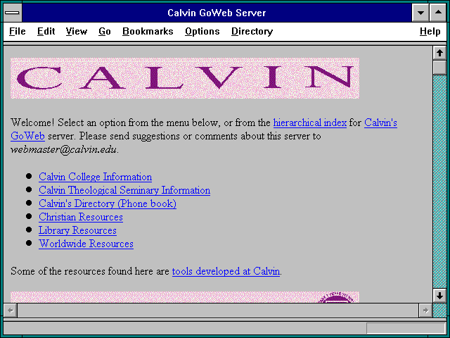 Screenshot of Calvin GoWeb Server