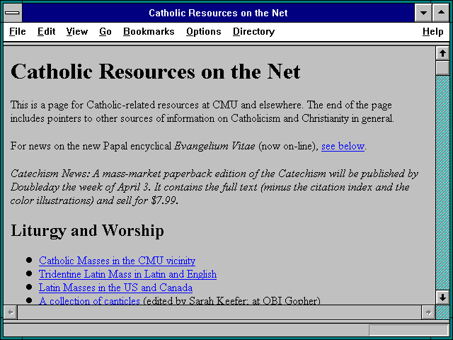 Screenshot of Catholic Resources on the Net