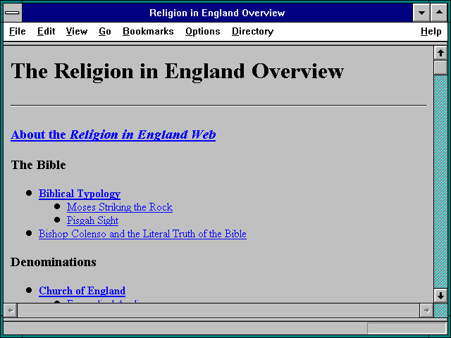 Screenshot of Religion in England Overview