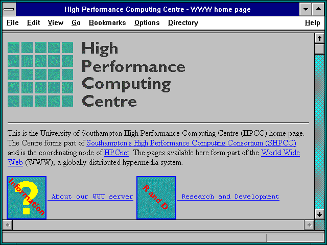 Screenshot of High Performance Computing Centre - WWW home page