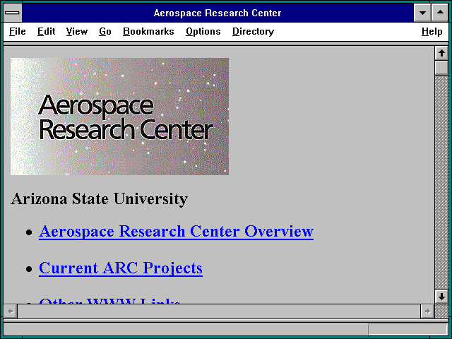 Screenshot of Aerospace Research Center