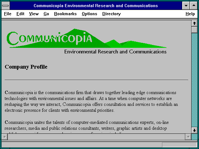 Screenshot of Communicopia Environmental Research andCommunications