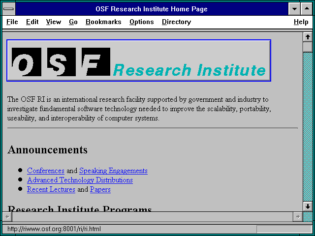 Screenshot of Second International WWW Confernece '94