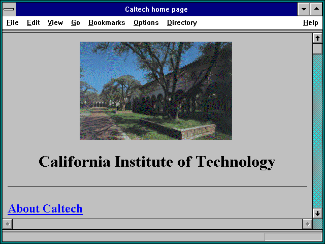 Screenshot of Caltech home page