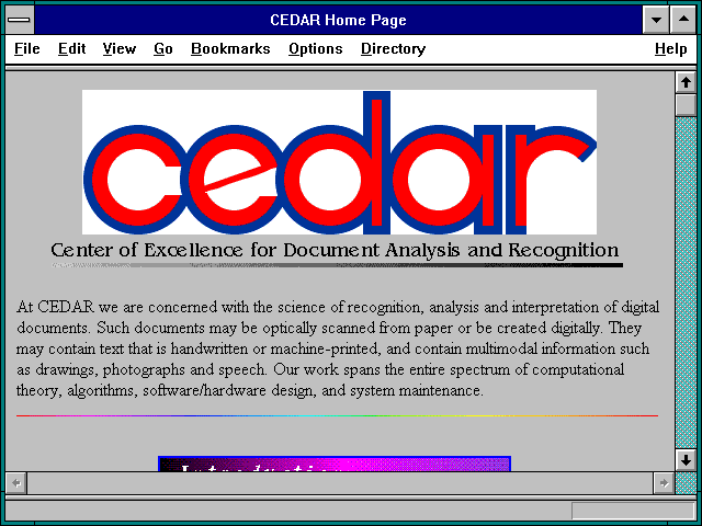 Screenshot of CEDAR Home Page