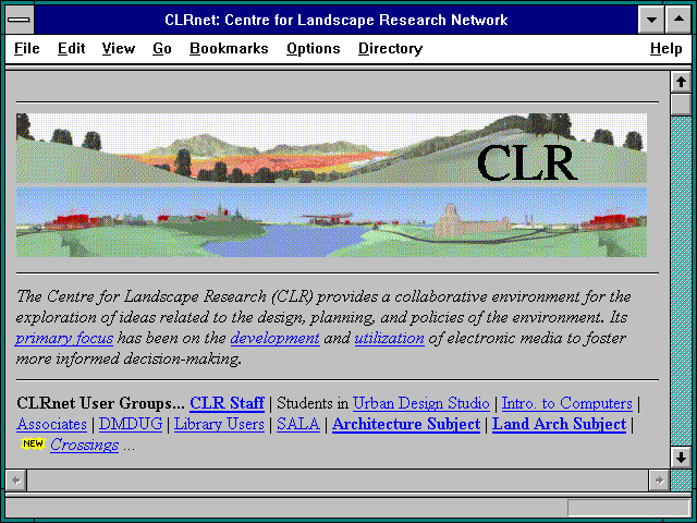 Screenshot of CLRnet: Centre for Landscape Research Network