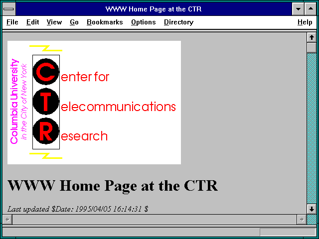 Screenshot of Columbia University Center for Telecommunications Rese