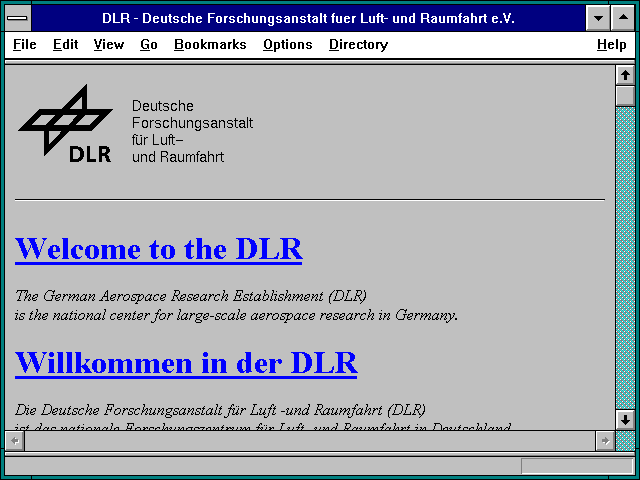 Screenshot of DLR - Deutsche Forschungsanstalt fuer Luft- und Raumfahrt e.V.